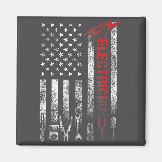 Imã Electrician American Flag Funny Electricians Tools (Frente)
