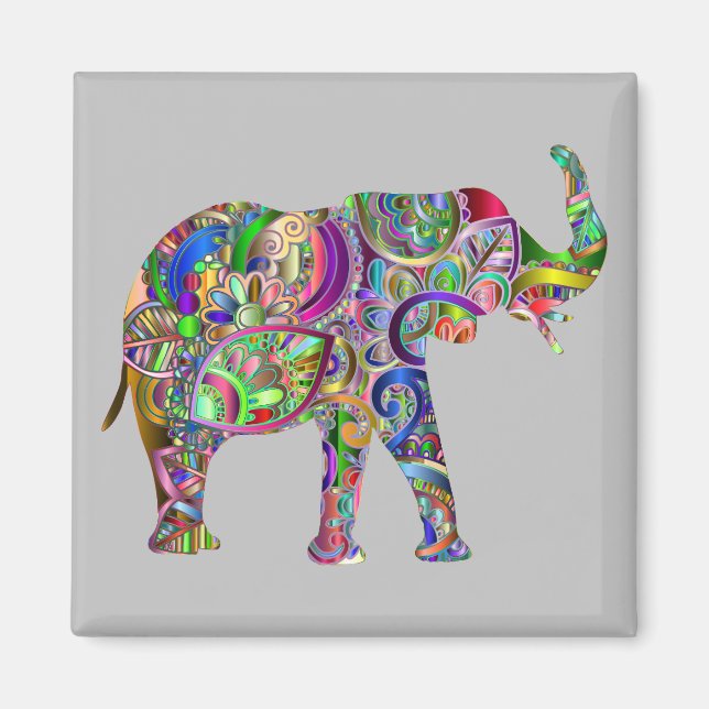 Imã Elefante Abstrato vibrante (Frente)