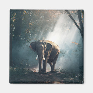 Imã Elefante Asiático em Limpeza de Floresta Sunita