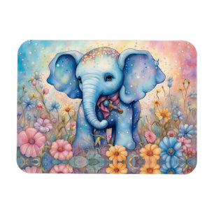 Ímã Elefante Bonito de Bebê em Jardim de Margarida Pas