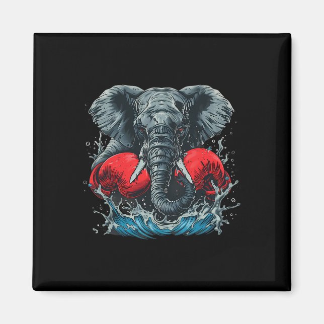 Imã Elefante Boxeando Com Luvas de Boxe Kickboxing Div (Frente)
