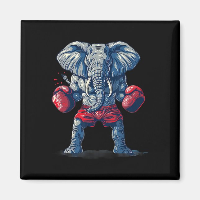 Imã Elefante Boxeando Com Luvas de Boxe Kickboxing Eng (Frente)