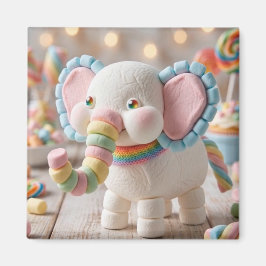 Imã Elefante Caprichoso de Marshmallow e Doces Pastel