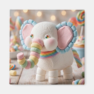 Imã Elefante Caprichoso de Marshmallow e Doces Pastel