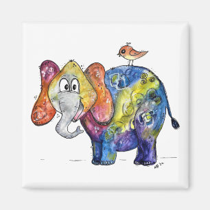 Imã Elefante Colorido Esbranquiçado