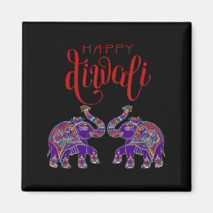 Imã Elefante Colorido Feliz Deepavali Diwali Para Hind