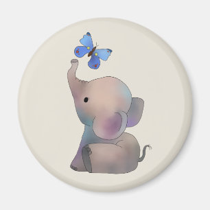 Imã Elefante com borboleta