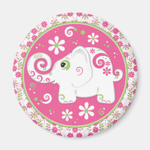 Imã Elefante cor-de-rosa e verde extravagante e ímã
