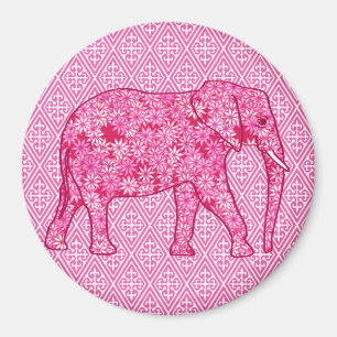 Imã Elefante da flor - cor-de-rosa fuchsia