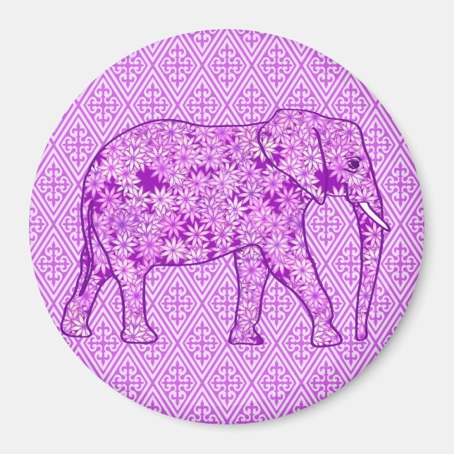Imã Elefante da flor - roxo ametista (Frente)