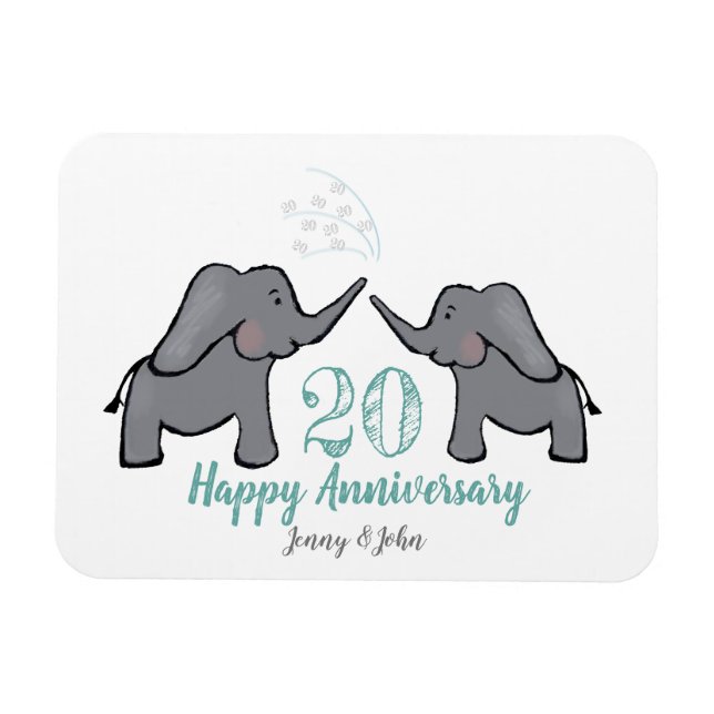 Ímã elefante de aniversário de casamento da 20 china (Horizontal)