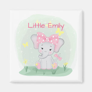 Imã  Elefante de bebê bonito com arco rosa numa clare