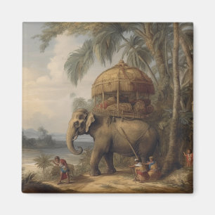 Imã Elefante de cena botânica com howdah também