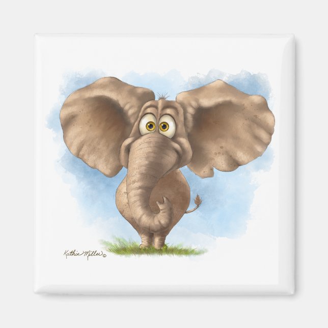 Imã Elefante de Desenho Animado Fofo (Frente)
