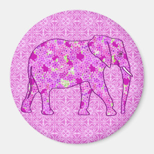 Imã Elefante de flor - orquídea e magenta