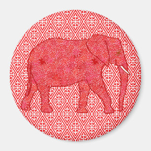 Imã Elefante de flor - vermelho profundo e coral