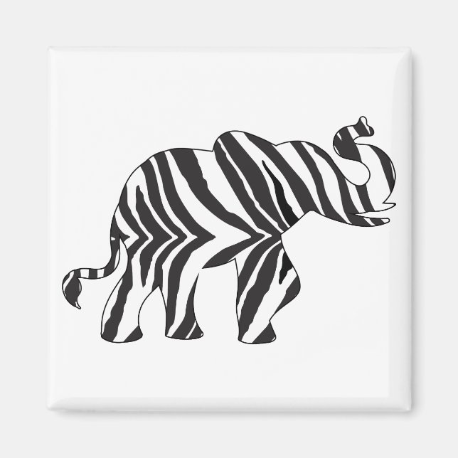 Imã Elefante de Impressão Zebra (Frente)