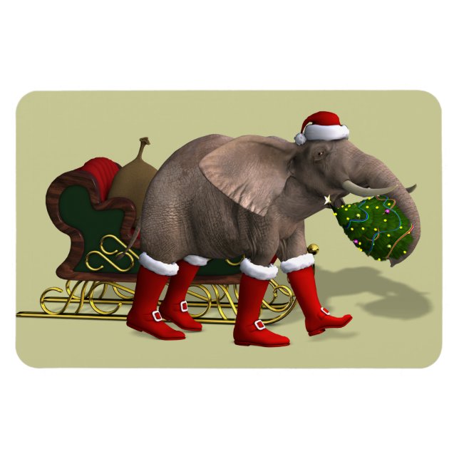 Ímã Elefante Doce do Papai Noel (Horizontal)