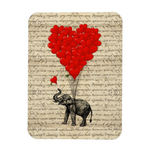 Ímã Elefante e balões dados forma coração