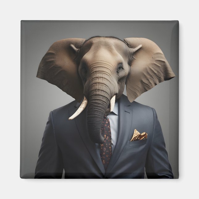 Imã Elefante engraçado de terno (Frente)