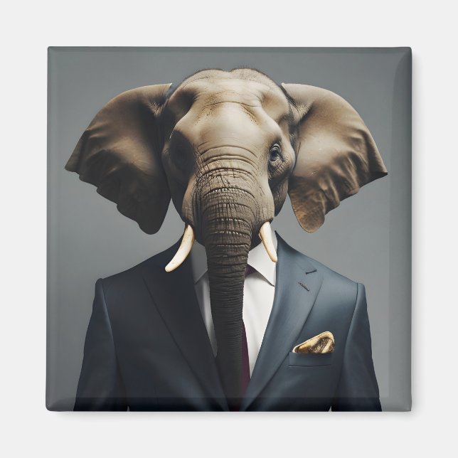 Imã Elefante engraçado de terno (Frente)