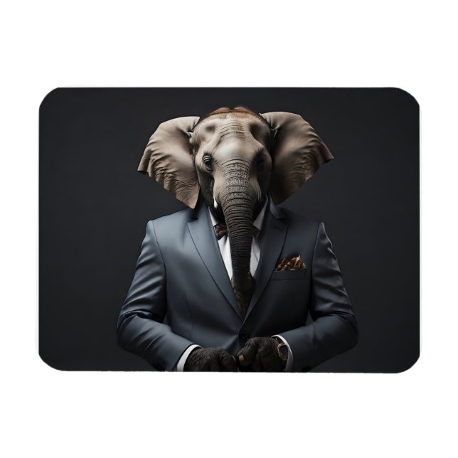 Ímã Elefante engraçado de terno (Horizontal)