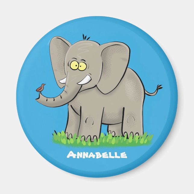 Imã Elefante engraçado e bonito com desenho animado de (Frente)