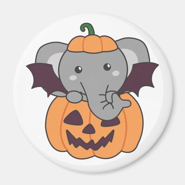 Imã Elefante Halloween Pumpkin Bat Costume (Frente)