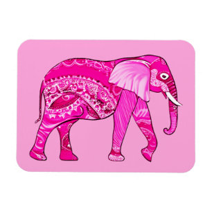 Ímã Elefante Indiano em um Patterno Árabe Rosa da Foss