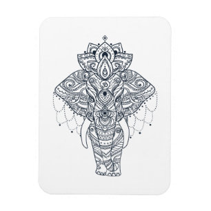 Ímã Elefante inspirado no Zentangle