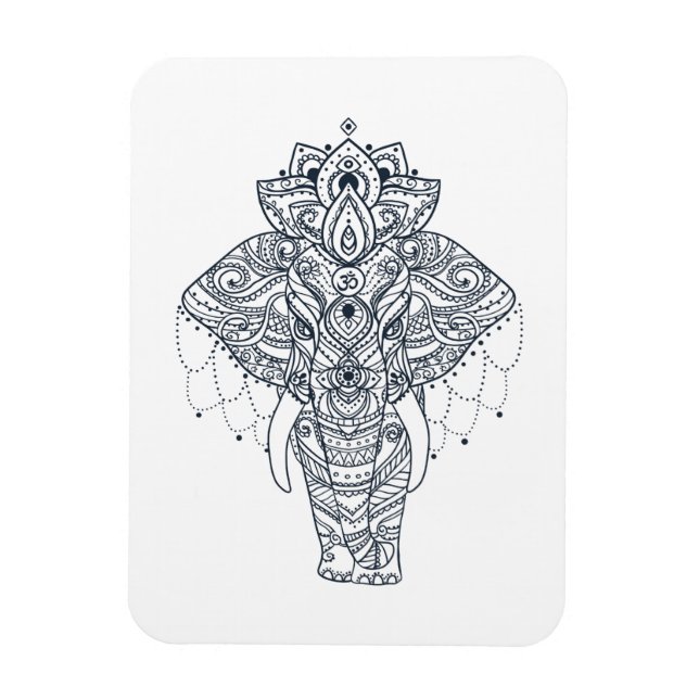 Ímã Elefante inspirado no Zentangle (Vertical)