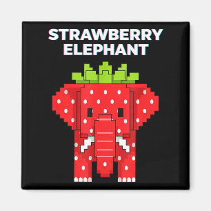 Imã Elefante morango arte pixel animal de selva fofo