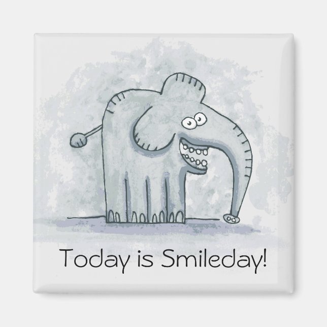 Imã Elefante motivacional engraçado Hoje é Smileday (Frente)