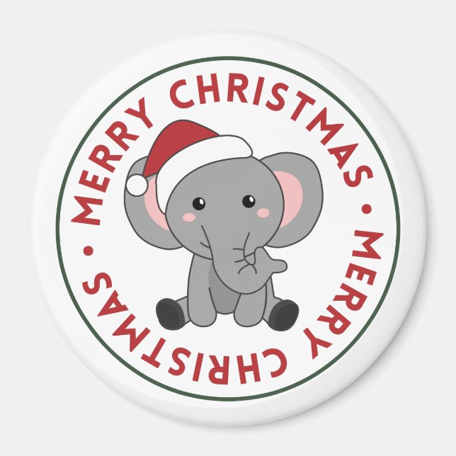 Imã Elefante Natal Neve Animais de inverno Elefantes M (Frente)