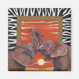 Imã Elefante no Love Sunset and Zebra Print magnete