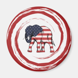 Imã Elefante Patriótico Vermelho Branco Azul