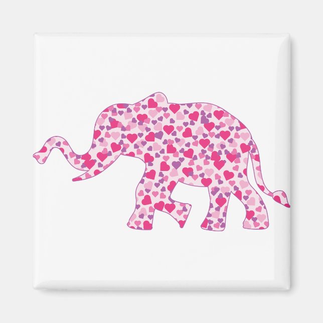 Imã Elefante, Rosa e Corações Roxos (Frente)