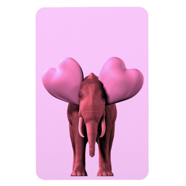 Ímã Elefante Rosa Romântico (Vertical)