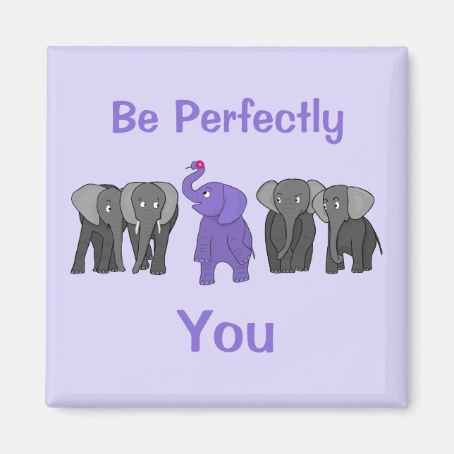 Imã Elefante Roxo "Seja Perfeitamente Você" (Frente)