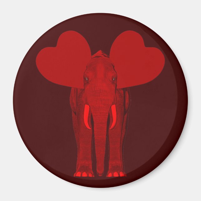 Imã Elefante Vermelho Romântico (Frente)