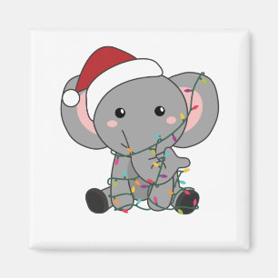 Imã Elefantes de Natal - Neve de inverno Elefantes