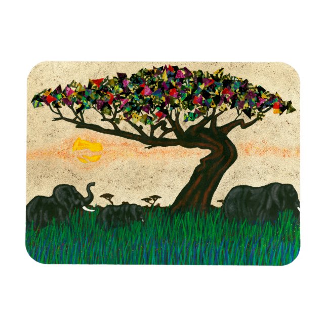 Ímã Elefantes nos Planes da África (Horizontal)