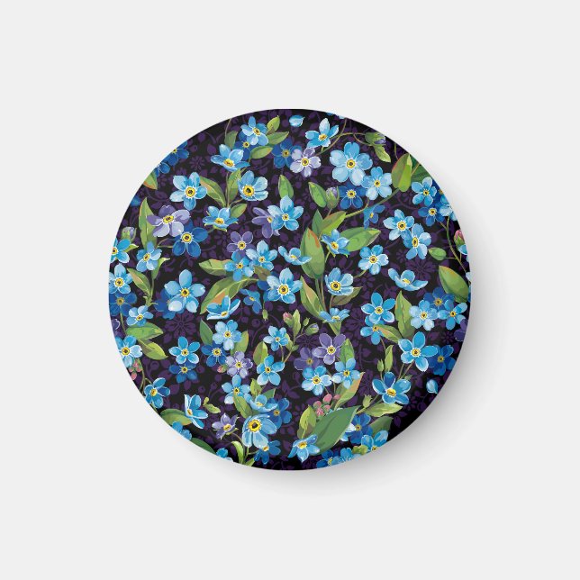 Imã Elegance Forget-Me-Not Floral Patterno (Frente)