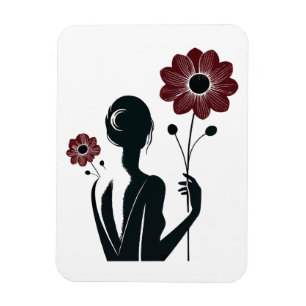 Ímã Elegância Eetérea - Mulher e Flores