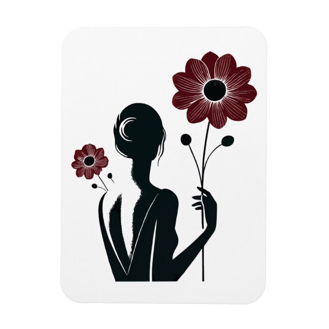 Ímã Elegância Eetérea - Mulher e Flores (Vertical)