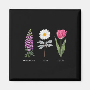 Imã Elegância Floral Foxglove Daisy Tulip Design