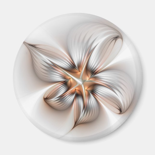 Imã Elegância Floral Moderna Abstrato de Arte Fractal (Frente)
