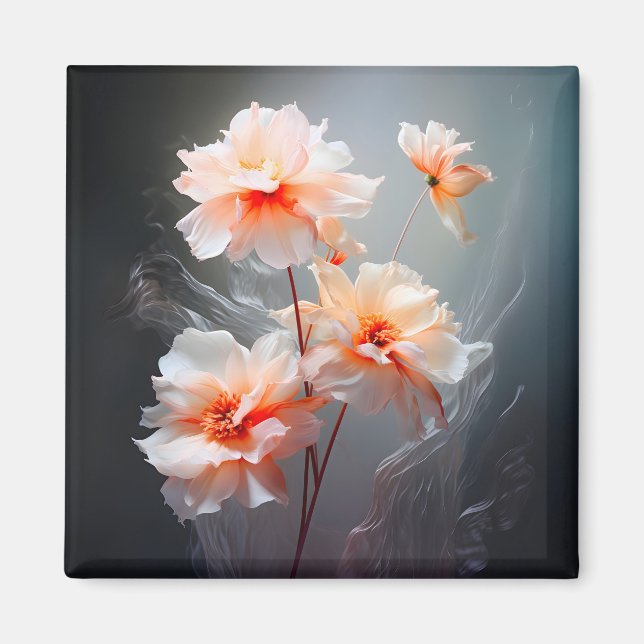 Imã Elegant Abstract Blush Flower Misty Flow (Frente)