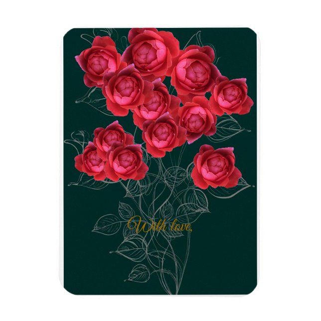 Ímã Elegant Botanical Rose Folded Greeting Card (Vertical)