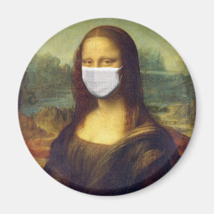 Imã Elegant Chic Green Mona Lisa Covid 19 Painting